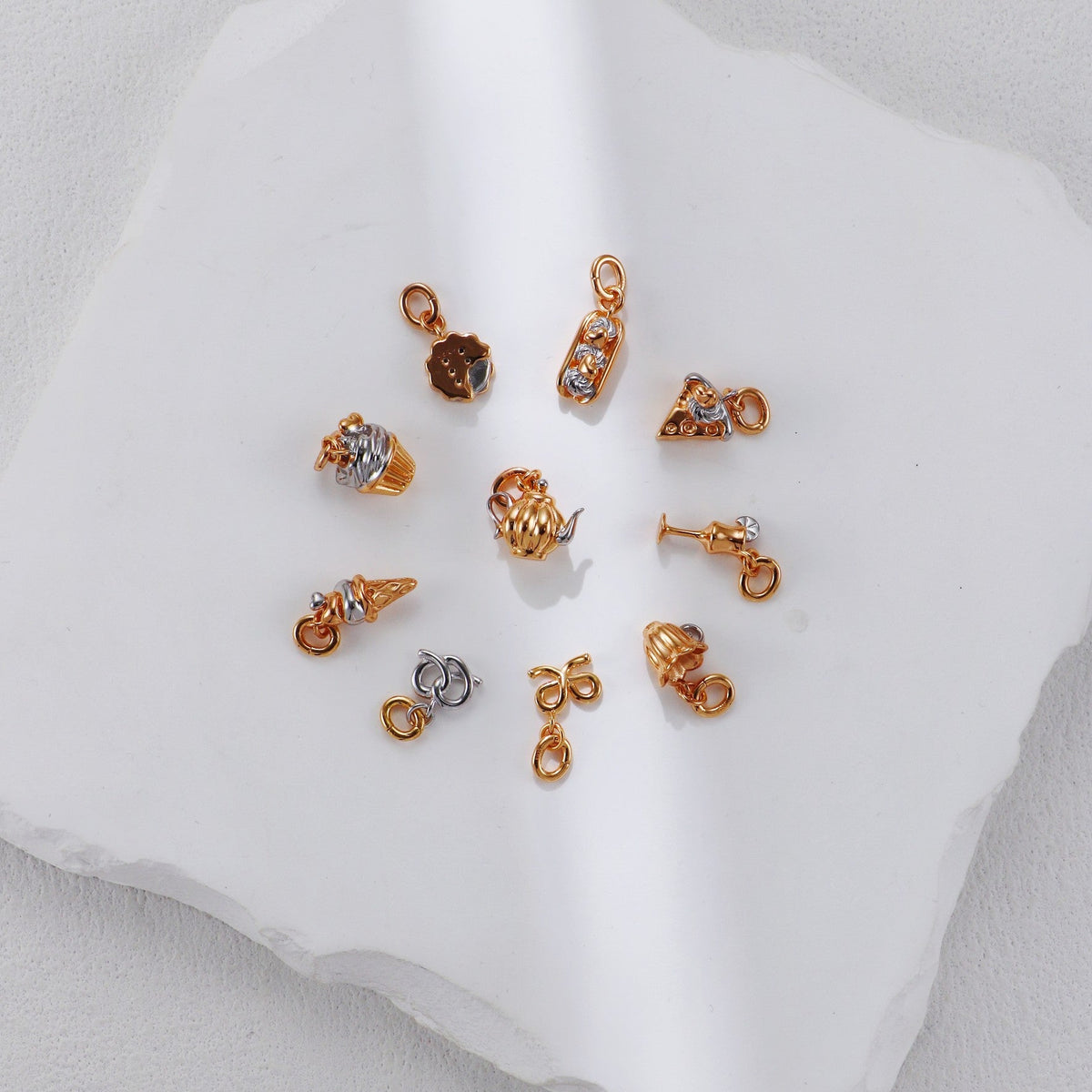 S925 Two-Tone Afternoon Tea Charm Necklace