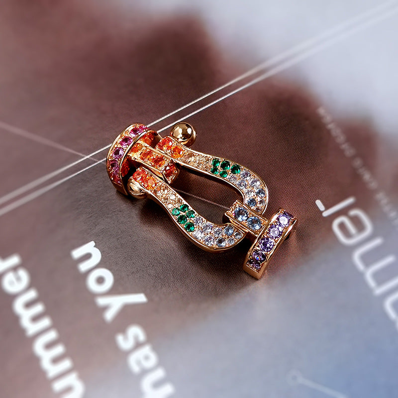 [Vicky]FORC LARGE HORSESHOE  COLORED DIAMOND BRACELET SILVER