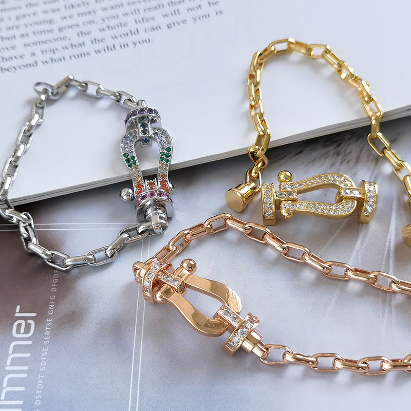 [Vicky]FORCE LARGE HORSESHOE CLASP  METAL BRACELET