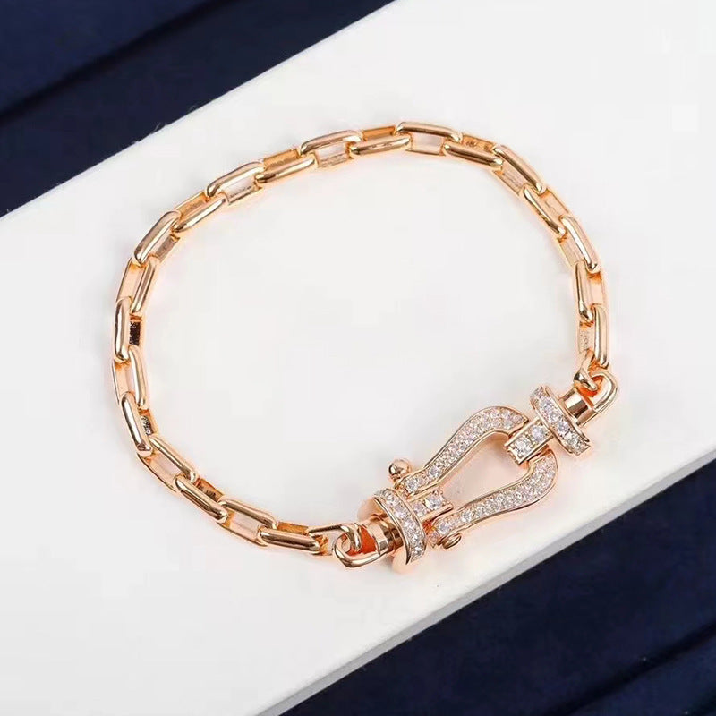 [Vicky]FORCE LARGE HORSESHOE CLASP  METAL BRACELET