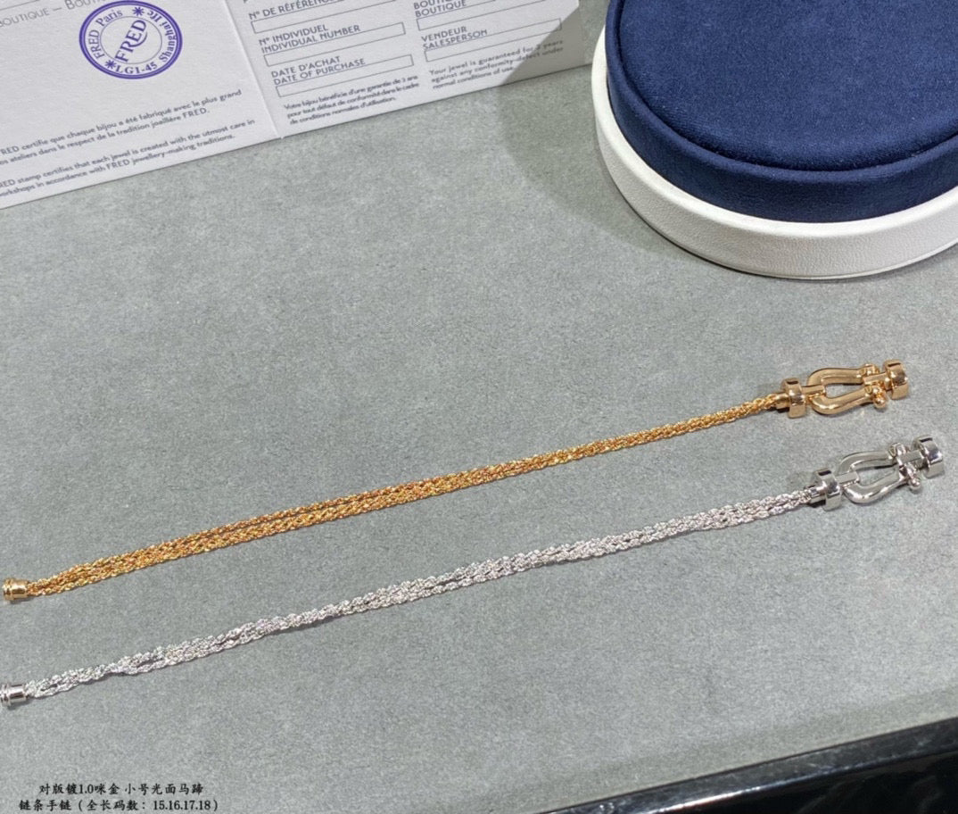 [Vicky]FORCE SMALL HORSESHOE  DIAMOND CHAIN ROPE BRACELET
