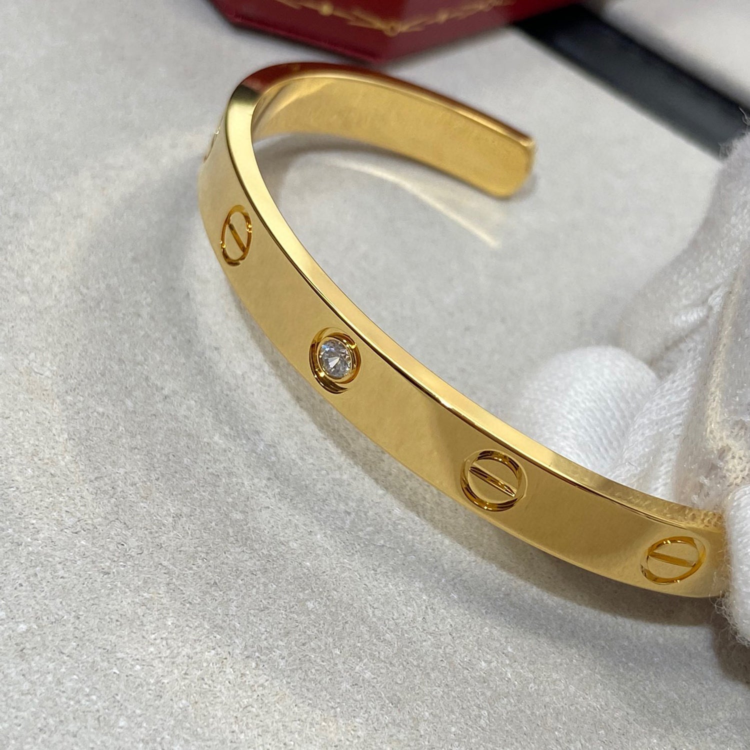 [Vicky]LOVE BRACELET 6.1MM 1 DIAMOND OPEN CUFF