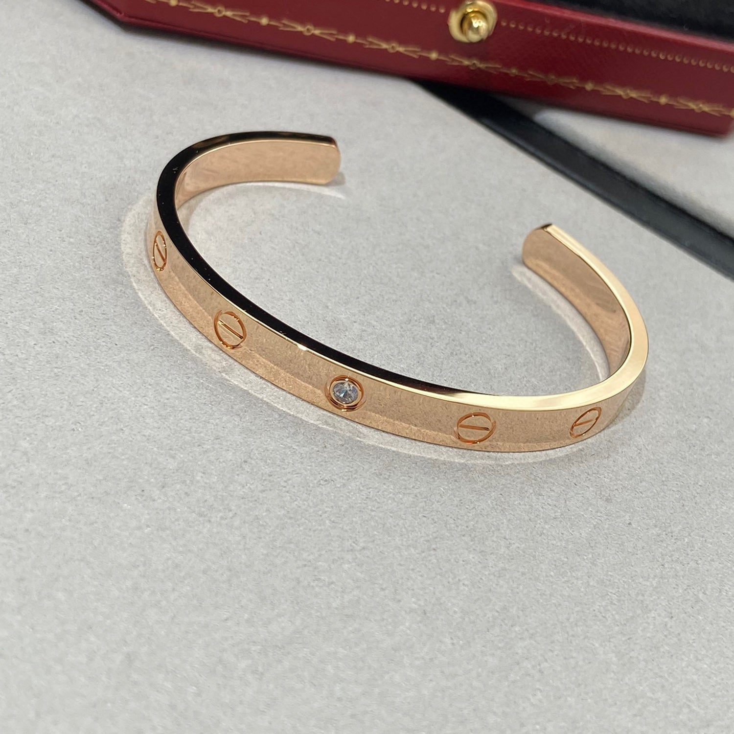 [Vicky]LOVE BRACELET 6.1MM 1 DIAMOND OPEN CUFF