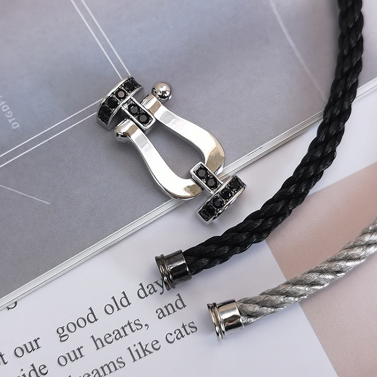 [Vicky]FORCE LARGE HORSESHOE BLACK DIAMOND BRACELET SILVER