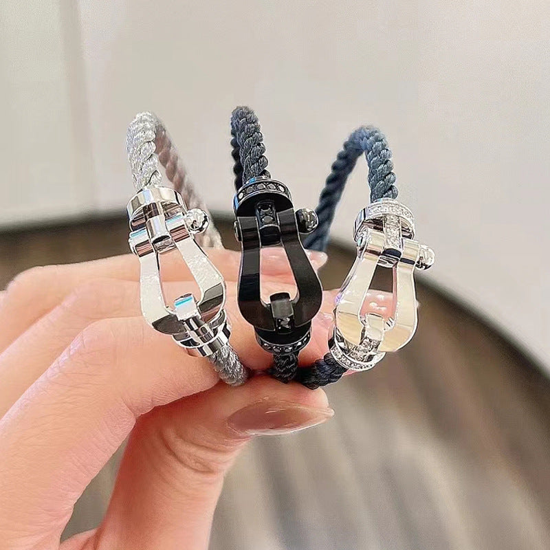 [Vicky]FORCE LARGE HORSESHOE FULL DIAMOND BRACELET ROSE GOLD