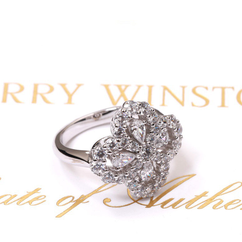 [Vicky]LOOP RING FULL MOTIF DIAMOND 16MM SILVE