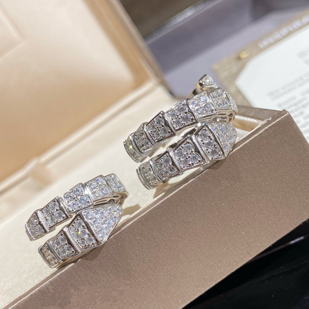 [Vicky]SERPENTI DOUBLE RING SILVER DIAMOND PAVED