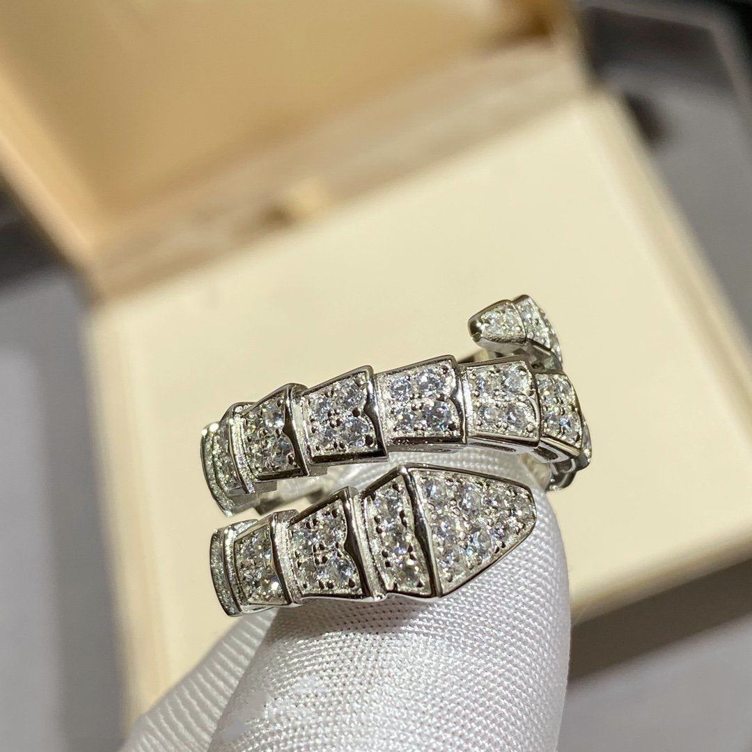 [Vicky]SERPENTI DOUBLE RING SILVER DIAMOND PAVED