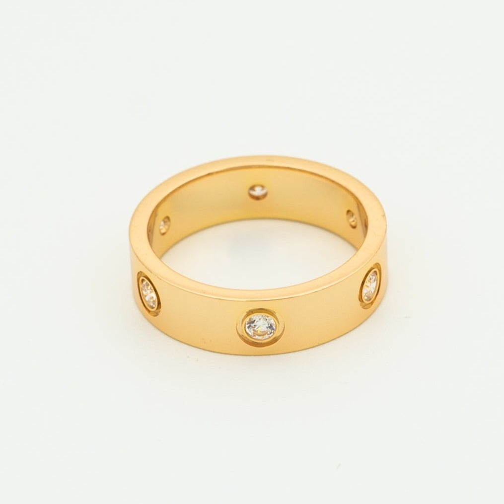 [Vicky]LOVE RING 5.5MM 6 DIAMONDS PINK GOLD