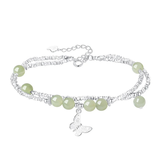 Silver Chips Butterfly Luxury Boutique Delicate Hetian Jade Bracelet