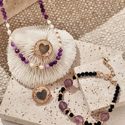 S925 Gold-Tone Blue Goldstone & Amethyst Bracelet
