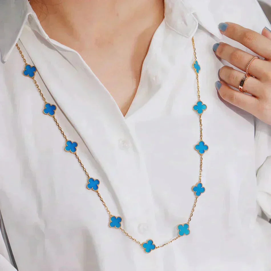 [Vicky]CLOVER 20 MOTIFS TURQUOISE GOLD