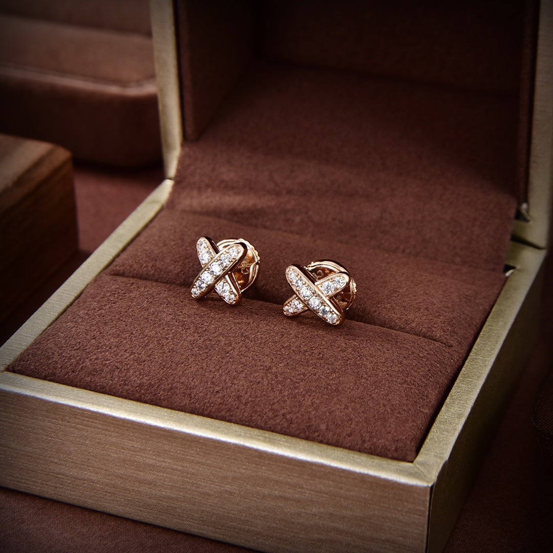 [Vicky]JEUX DE GOLD DIAMOND EARRINGS