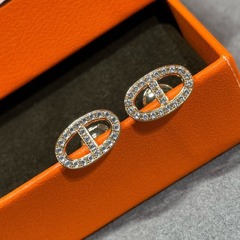 [Vicky]HM FULL DIAMOND PIG NOSE STUD EARRINGS