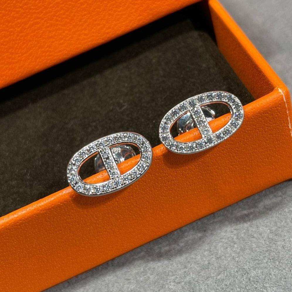[Vicky]HM FULL DIAMOND PIG NOSE STUD EARRINGS