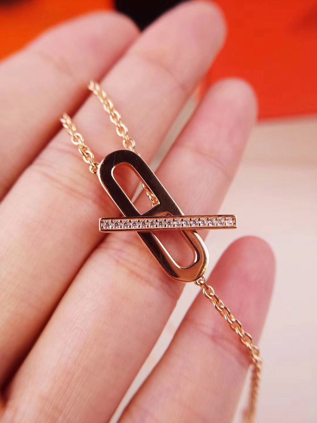 [Vicky]HM NECKLACE PLATINUM ROSE GOLD DIAMOND