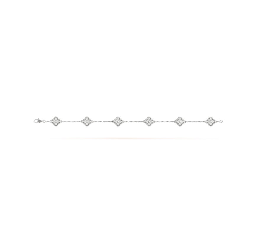 [Vicky]CLOVER 6 MOTIF SILVER DIAMOND BRACELET