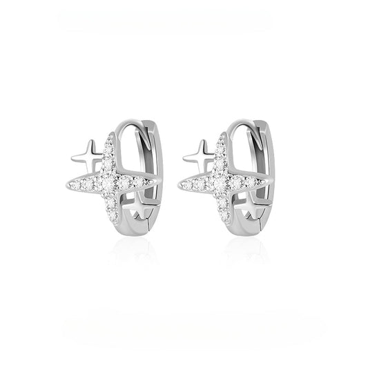Luxury-inspired, Niche Design, Sophisticated Appeal, Four-pointed Star Stud Earrings