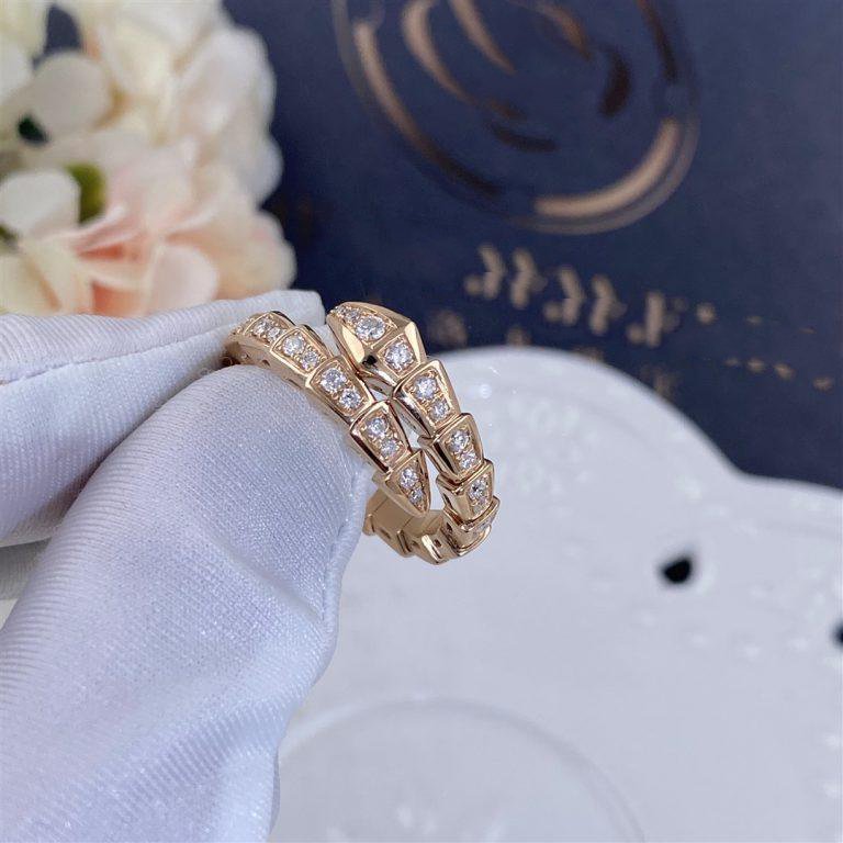 [Vicky]SERPENTI RING PINK GOLD DIAMOND PAVED 4MM
