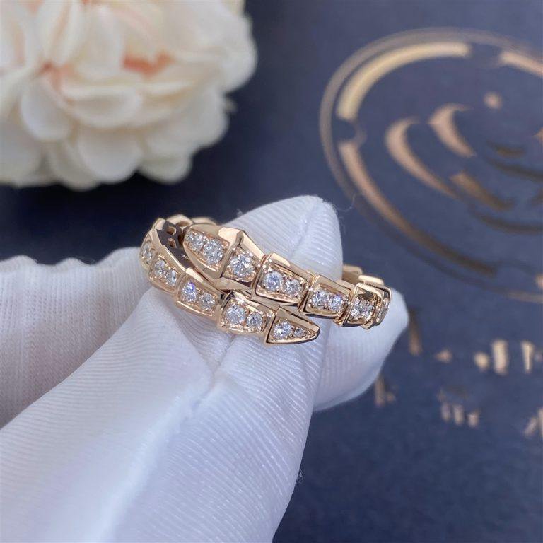 [Vicky]SERPENTI RING PINK GOLD DIAMOND PAVED 4MM