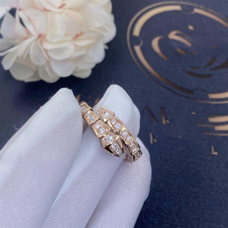 [Vicky]SERPENTI RING PINK GOLD DIAMOND PAVED 4MM
