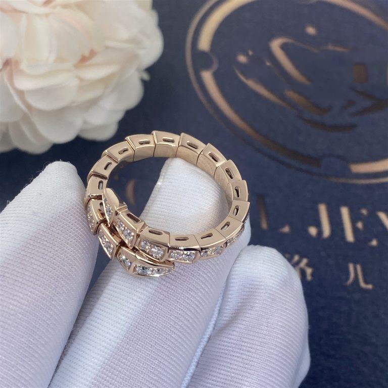 [Vicky]SERPENTI RING PINK GOLD DIAMOND PAVED 4MM