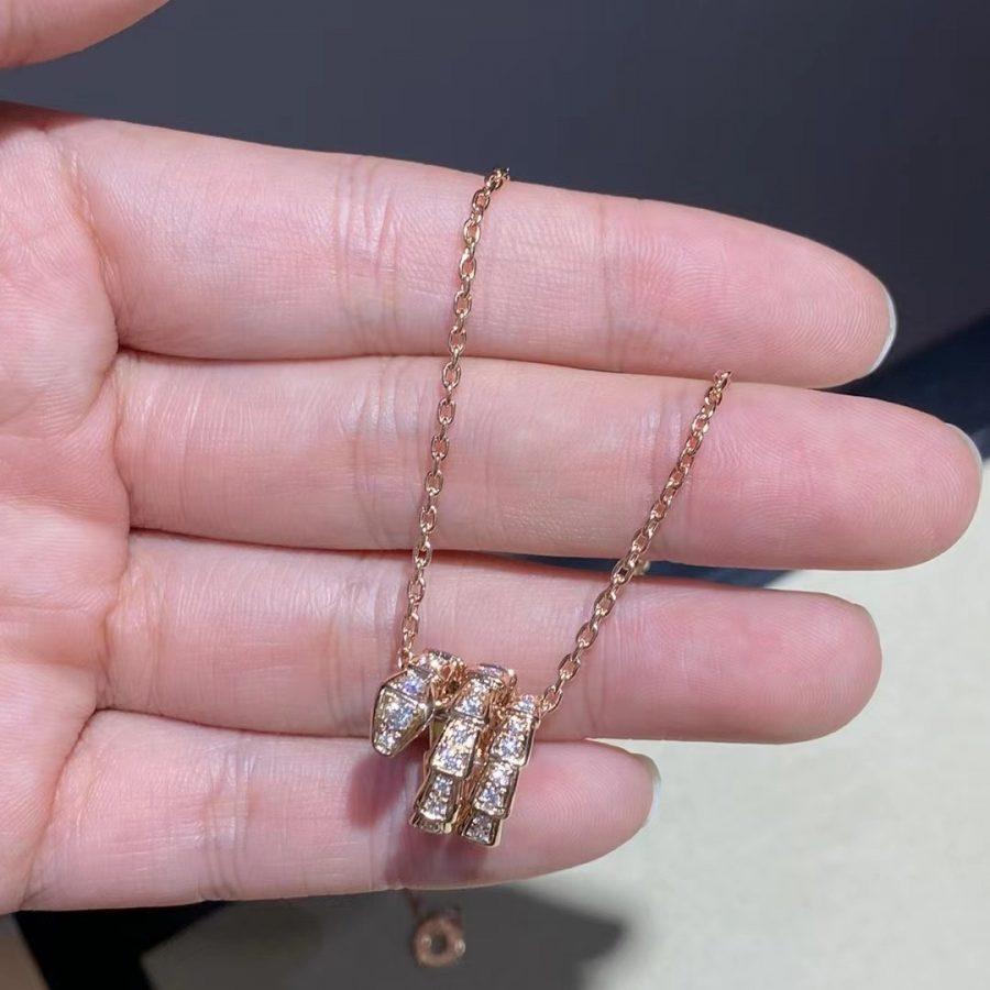 [Vicky]SERPENTI PINK GOLD NECKLACE DOUBLE RING DIAMOND