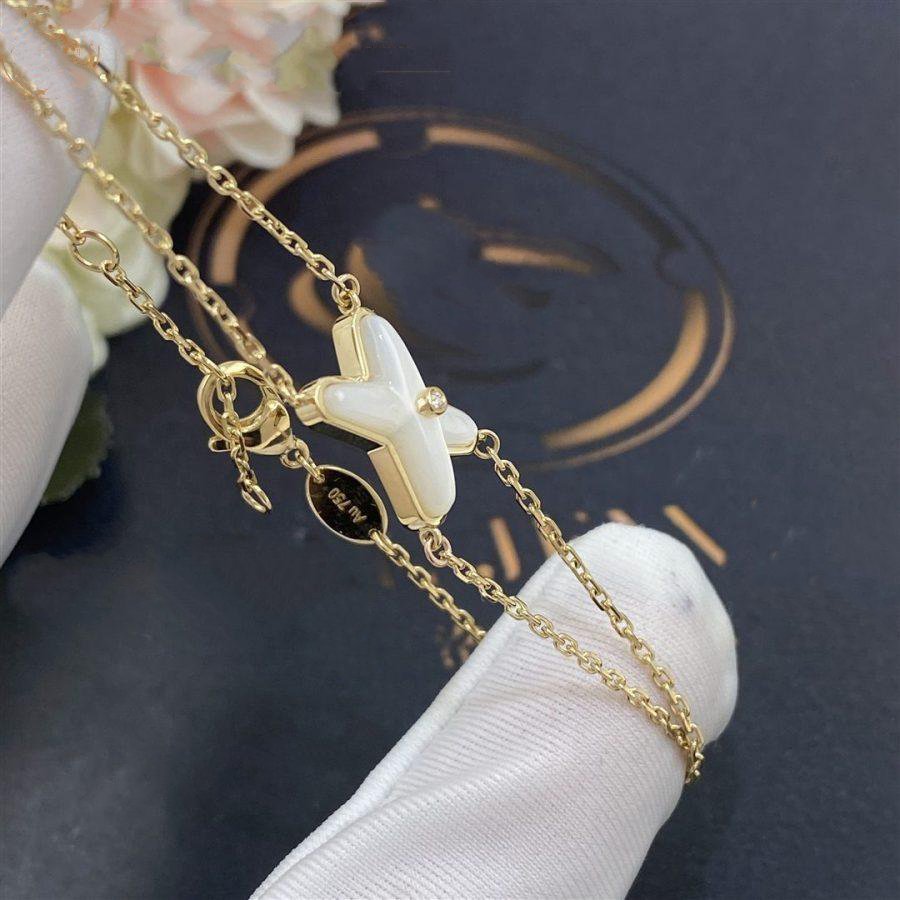 [Vicky]JEUX BRACELET WHITE MOP GOLD 1 DIAMOND