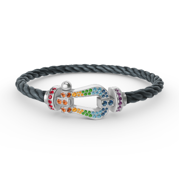 [Vicky]FORC LARGE HORSESHOE  COLORED DIAMOND BRACELET SILVER
