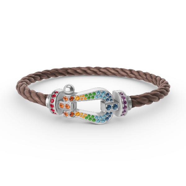 [Vicky]FORC LARGE HORSESHOE  COLORED DIAMOND BRACELET SILVER
