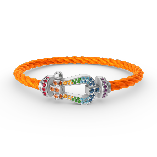 [Vicky]FORC LARGE HORSESHOE  COLORED DIAMOND BRACELET SILVER