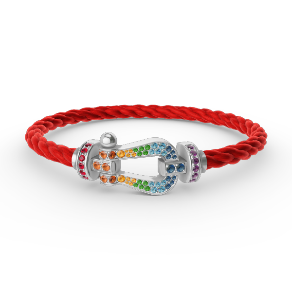 [Vicky]FORC LARGE HORSESHOE  COLORED DIAMOND BRACELET SILVER