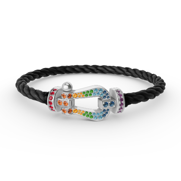 [Vicky]FORC LARGE HORSESHOE  COLORED DIAMOND BRACELET SILVER