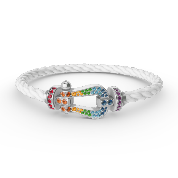 [Vicky]FORC LARGE HORSESHOE  COLORED DIAMOND BRACELET SILVER