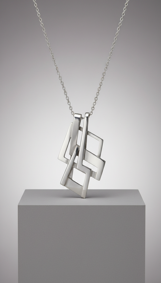 Architectural Silver Pendant Necklace