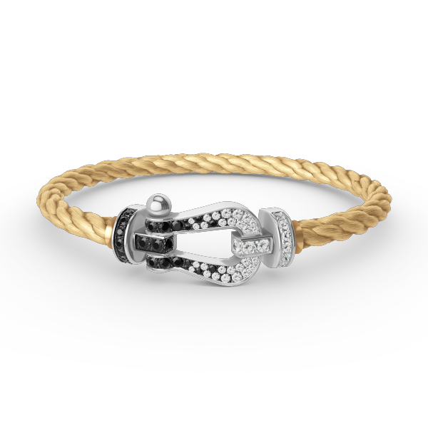 [Vicky]FORCE LARGE HORSESHOE BLACK WHITE DIAMOND BRACELET SILVER