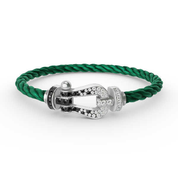 [Vicky]FORCE LARGE HORSESHOE BLACK WHITE DIAMOND BRACELET SILVER