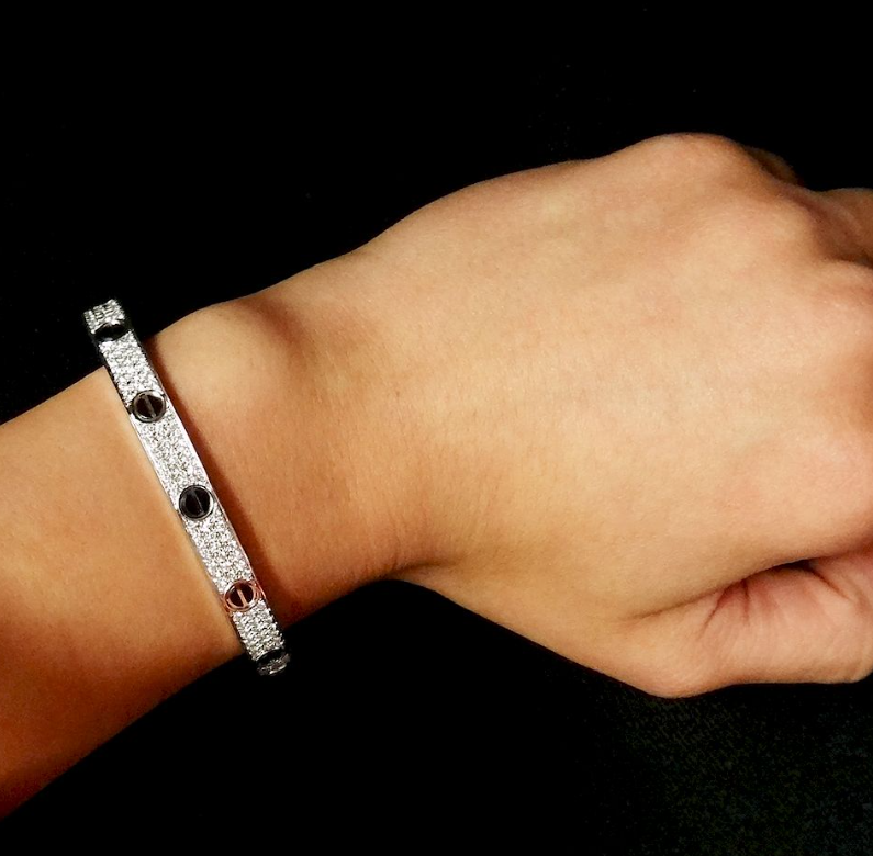 [Vicky]LOVE BRACELET 6.1MM DIAMOND-PAVED CERAMIC