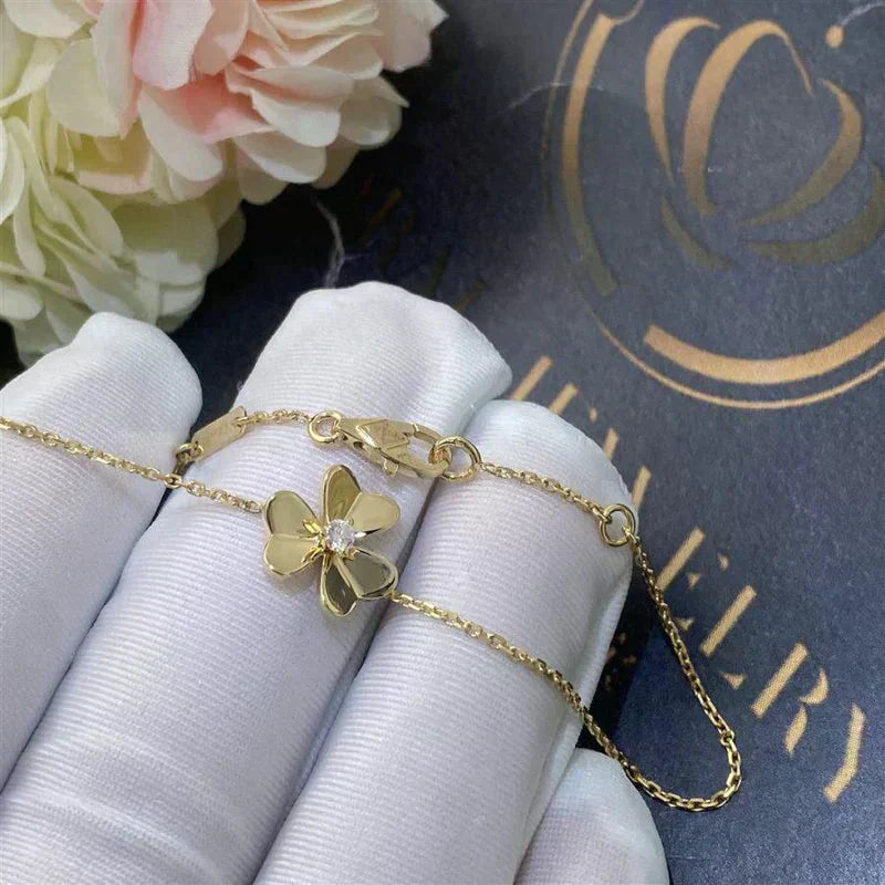 [Vicky]FRIVOLE GOLD FLOWER PINK MALACHITE BRACELET