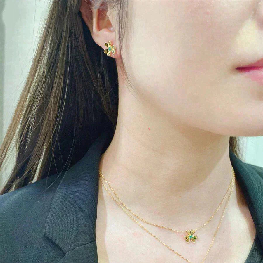 [Vicky]FRIVOLE  FLOWER MALACHITE EARRINGS