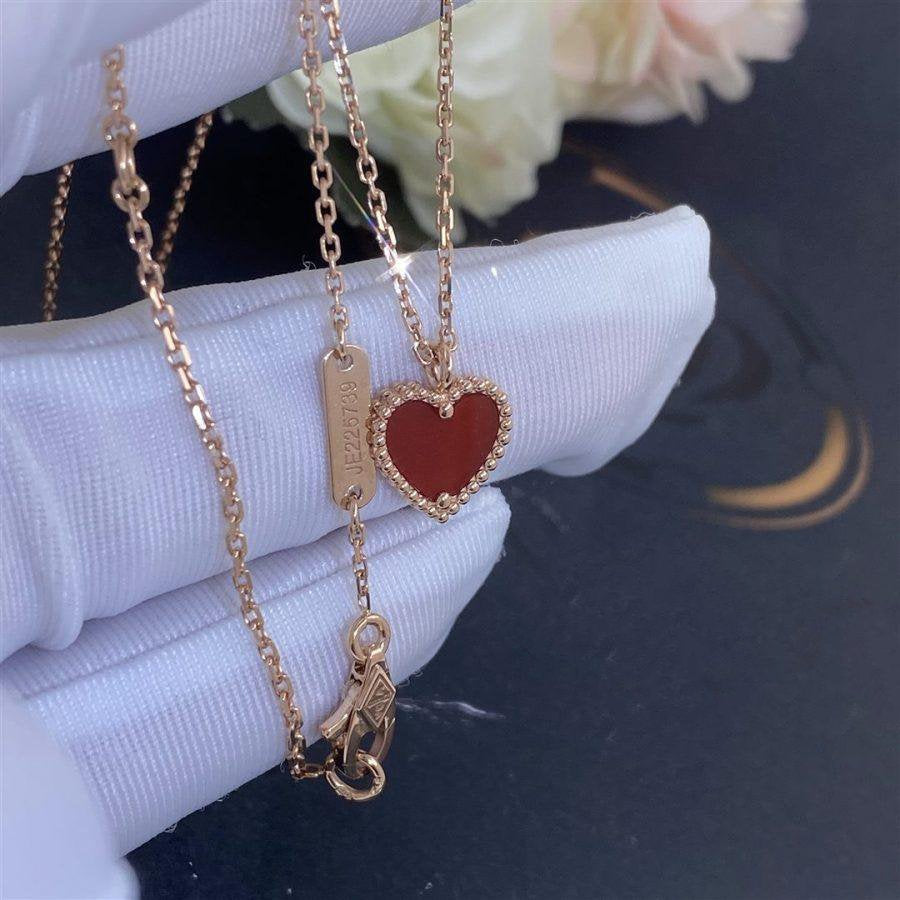 [Vicky]SWEET CLOVER CARNELIAN HEART NECKLACE