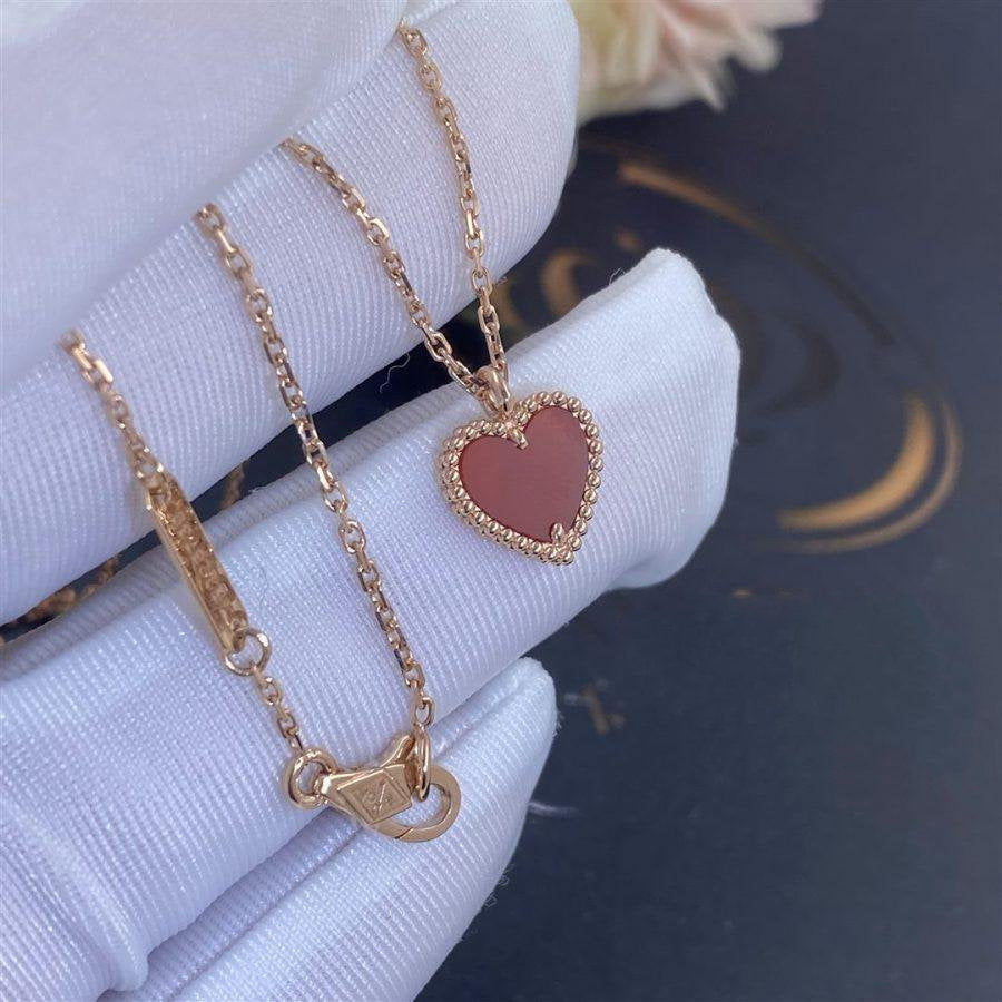 [Vicky]SWEET CLOVER CARNELIAN HEART NECKLACE